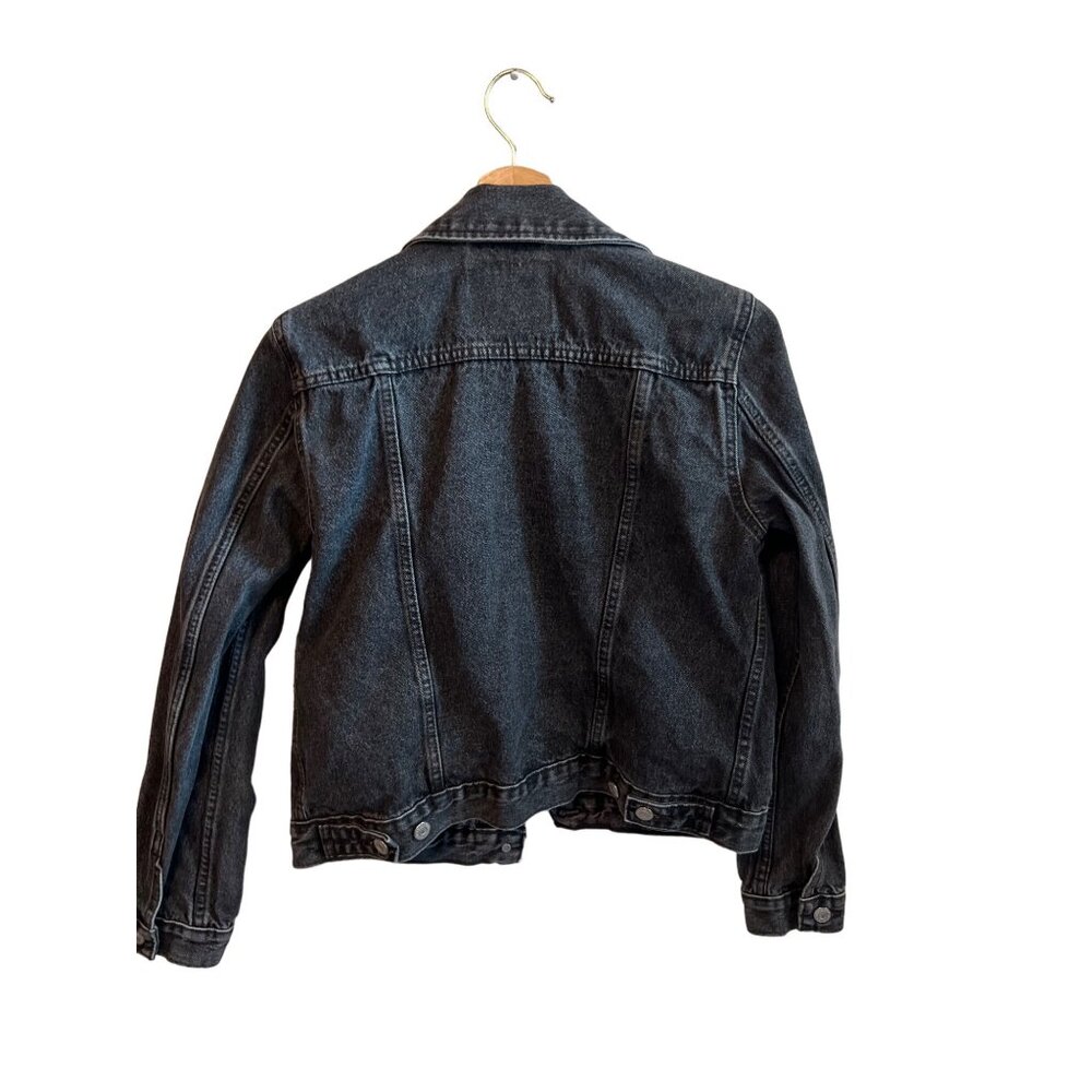 Levis Women's Size M Black Denim Distressed Trucker Jean Jacket - Picture 4 of 4